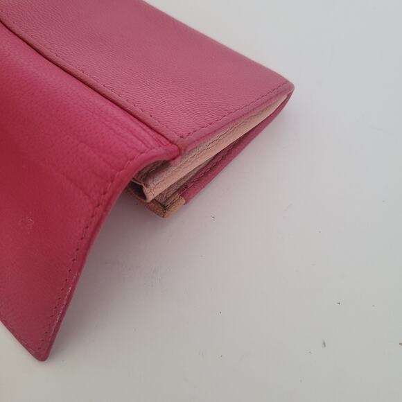 Yves Saint Lauren YSL Leather Calfskin Pink Wallet Small Card Coin Holder Logo - Picture 11 of 14